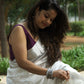 White with Meenakari Pure Chanderi Silk Saree