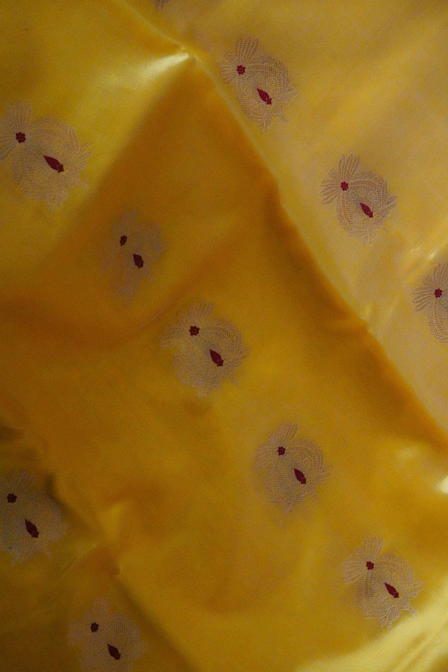 Yellow Pure Pattu Silk Chanderi Saree