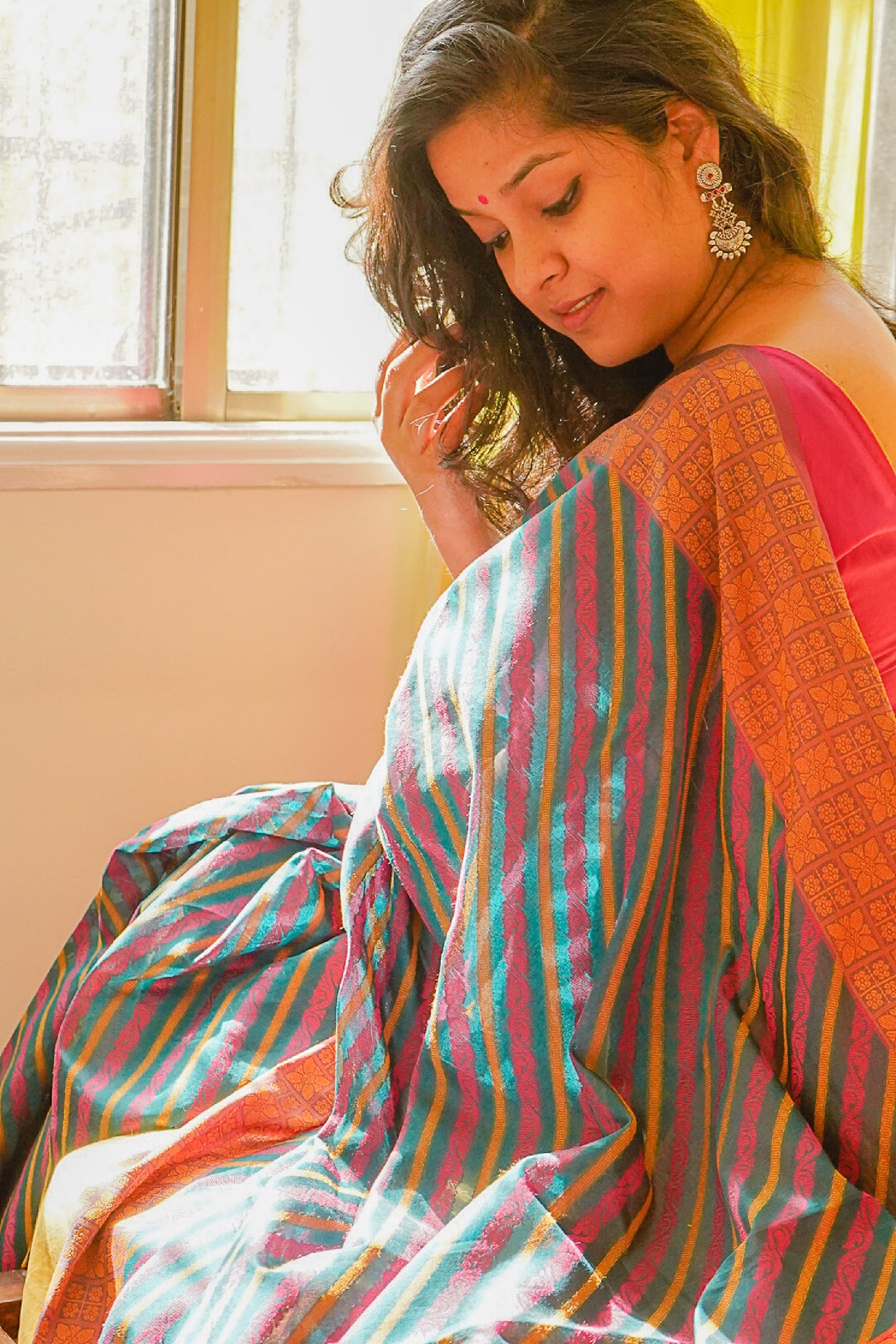 Banarasi Multicoloured Handwoven Cotton Saree