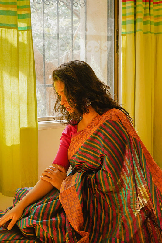 Banarasi Multicoloured Handwoven Cotton Saree