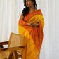 Yellow Pure Cotton Bengal Handloom Saree with Red Border