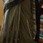 Grey Bengal Handloom Cotton Saree with Woven Stripes