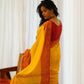 Yellow Pure Cotton Bengal Handloom Saree with Red Border