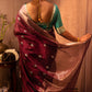 Wine Brown Pure Silk Chanderi Saree