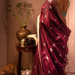 Wine Brown Pure Silk Chanderi Saree