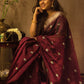 Wine Brown Pure Silk Chanderi Saree