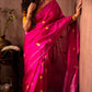 Pink with Yellow Butis Pure Silk Chanderi Saree