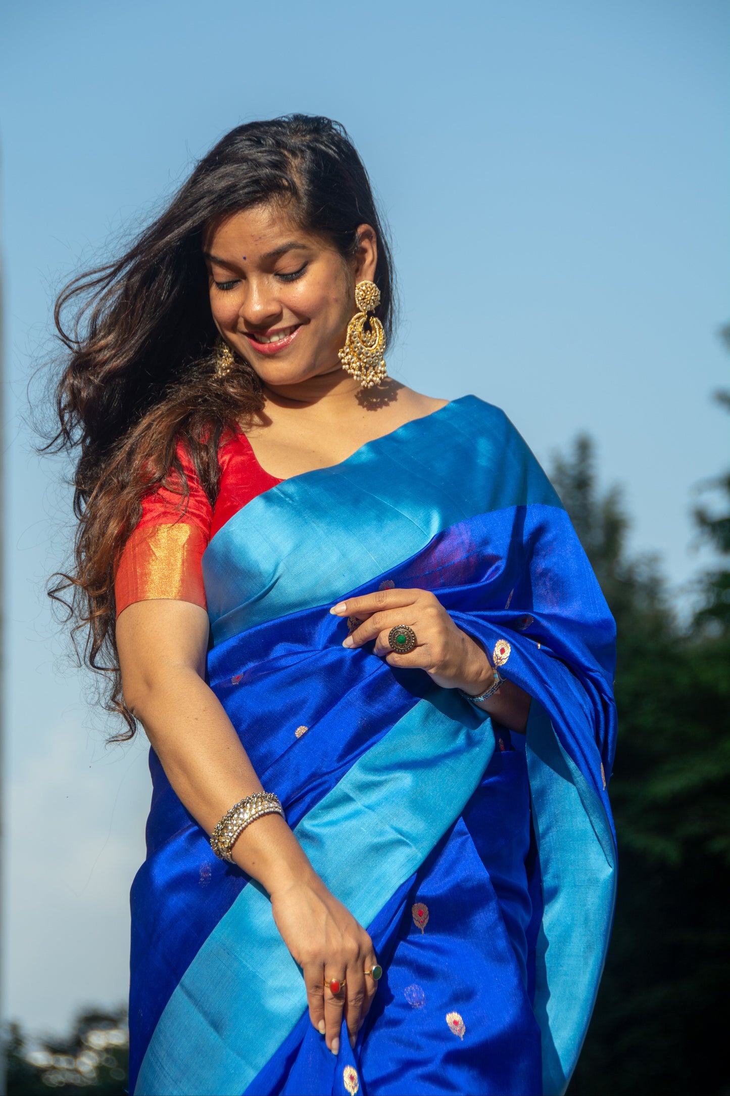 Royal Blue Pure Silk Chanderi Saree