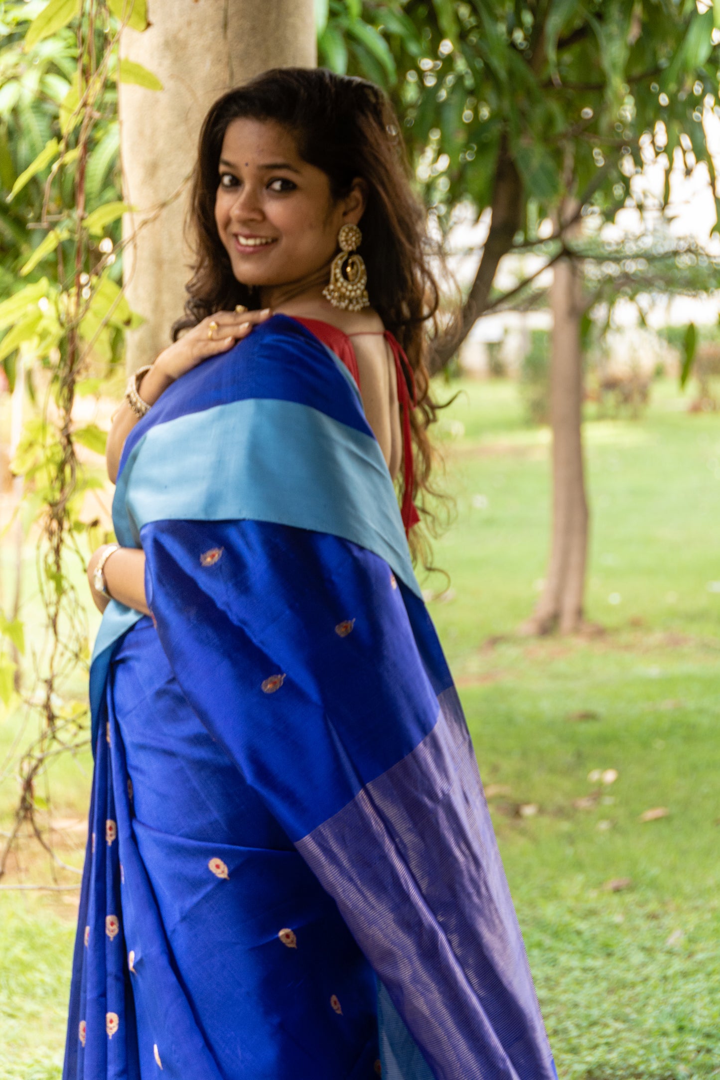 Royal Blue Pure Silk Chanderi Saree