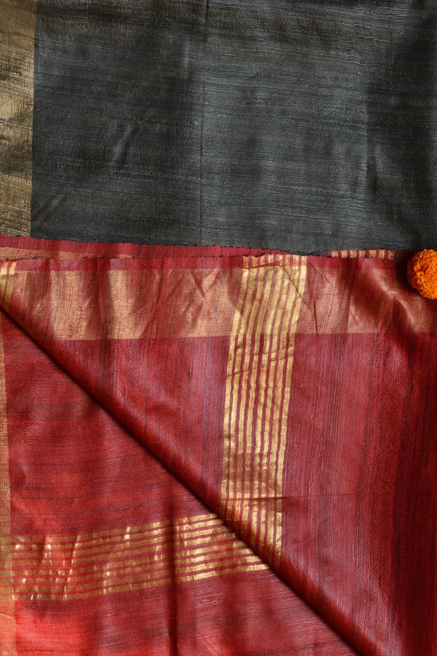 Dual Shaded Zari Border Tussar Silk Saree