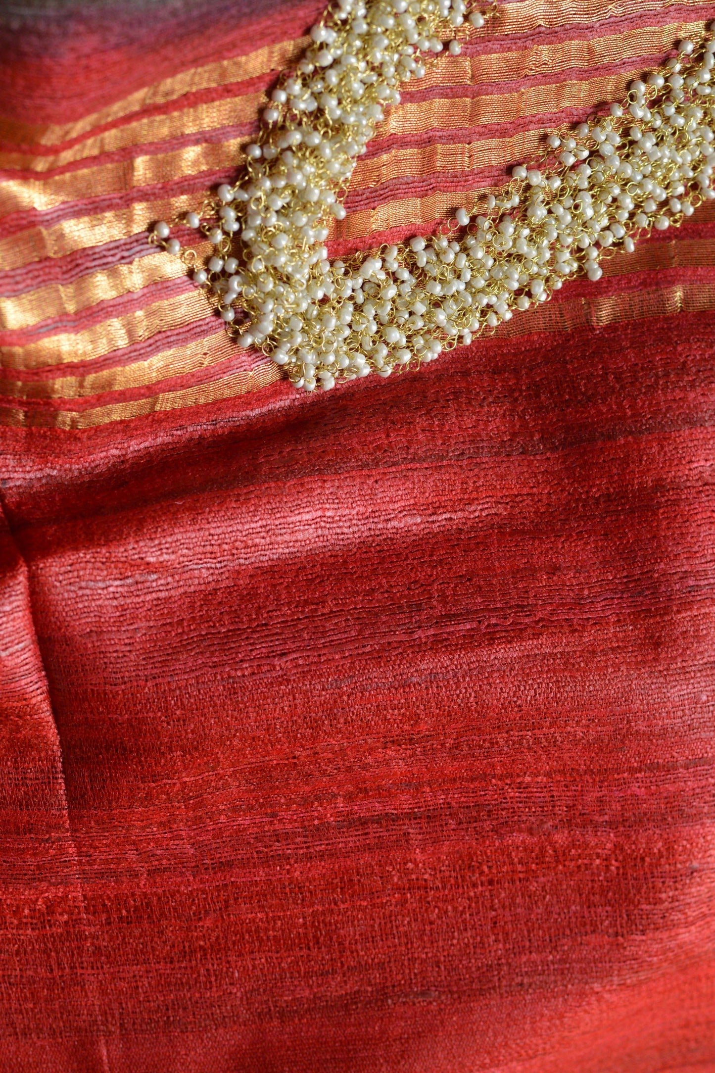 Dual Shaded Zari Border Tussar Silk Saree