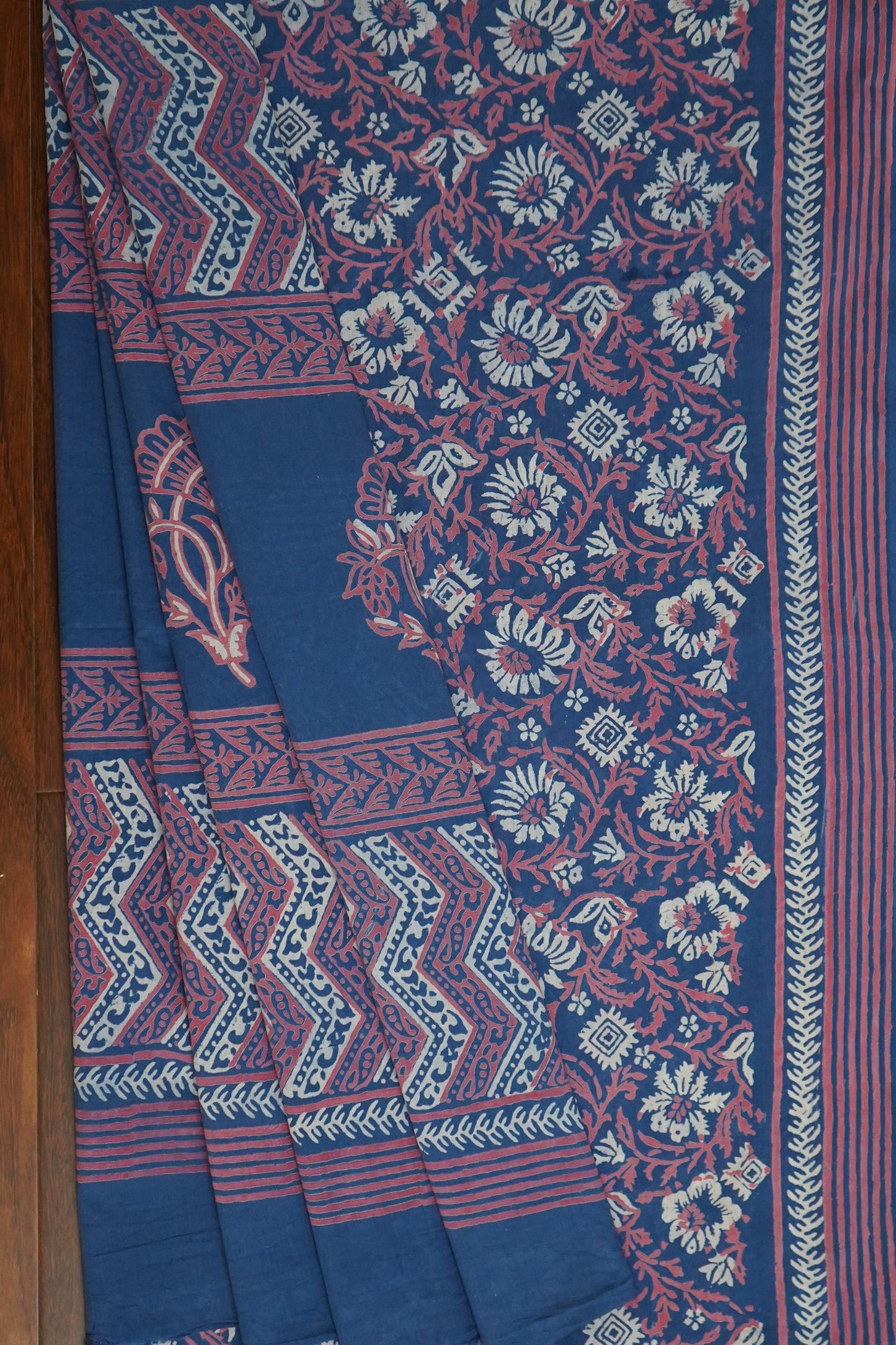 Hand Block Printed Mul Cotton Saree