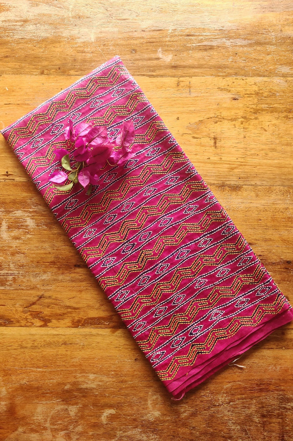 Hand Embroidered Kantha Silk Dupatta