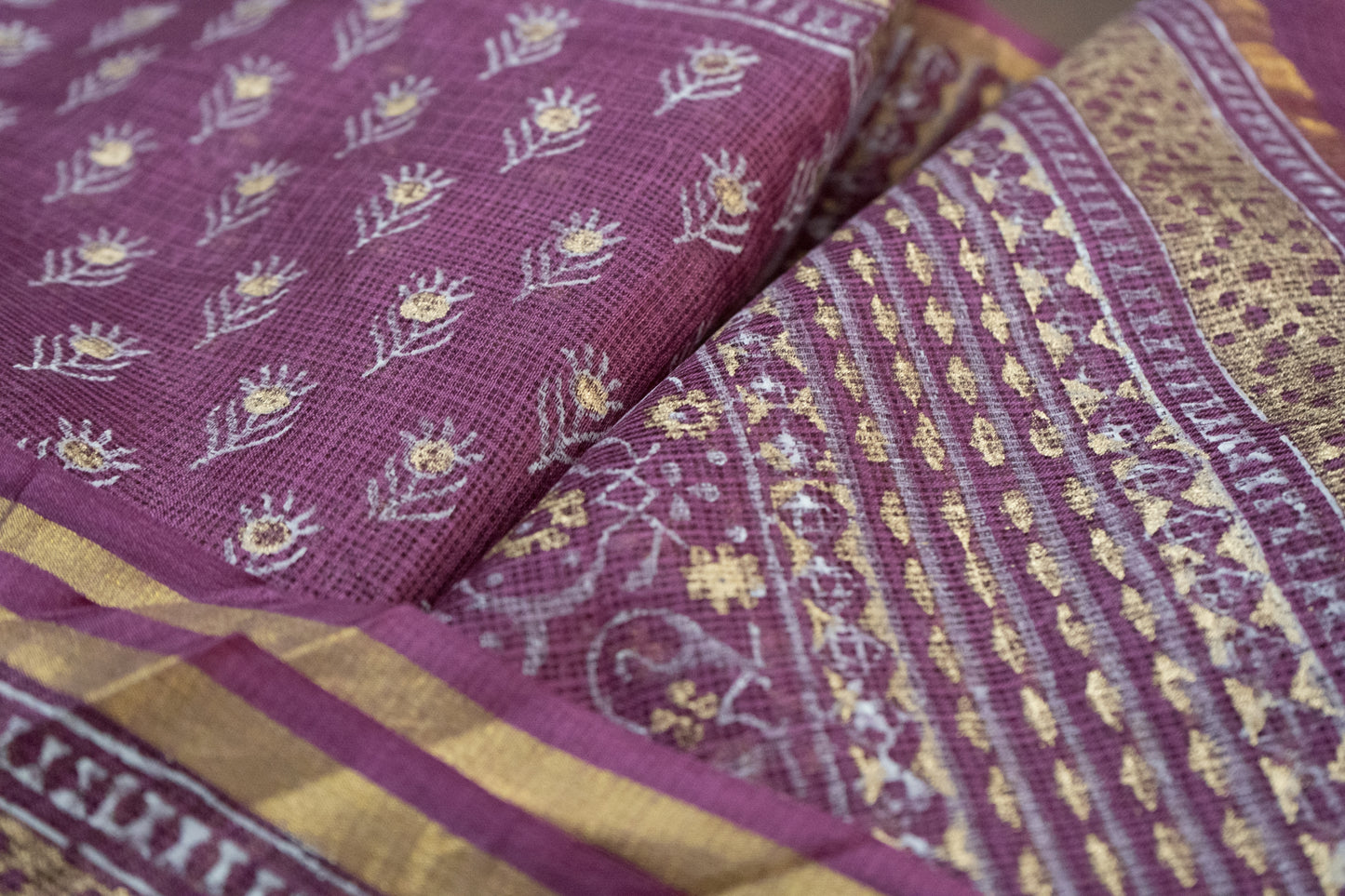 Hand Block Printed Kota Silk Dupatta