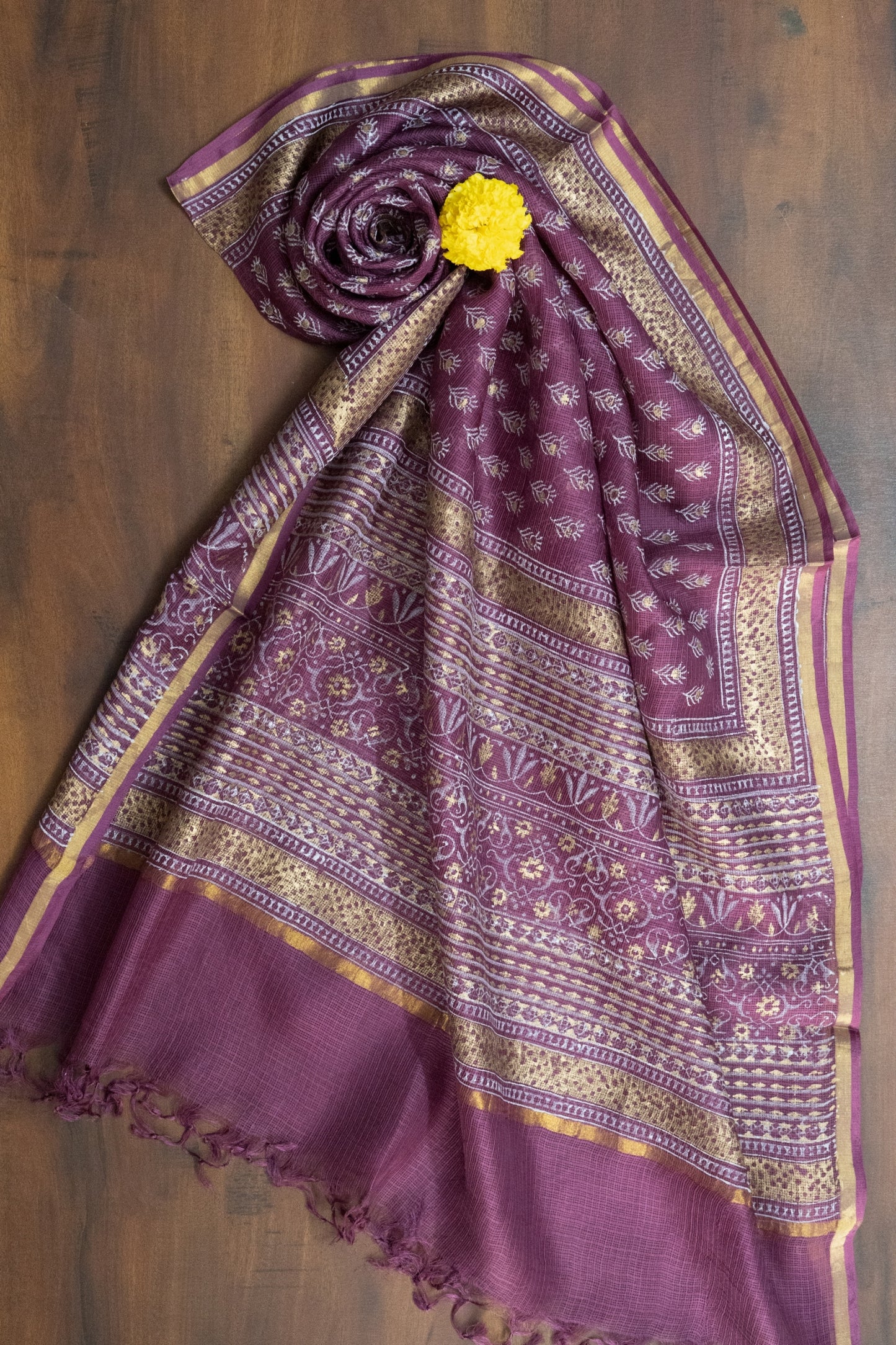 Hand Block Printed Kota Silk Dupatta