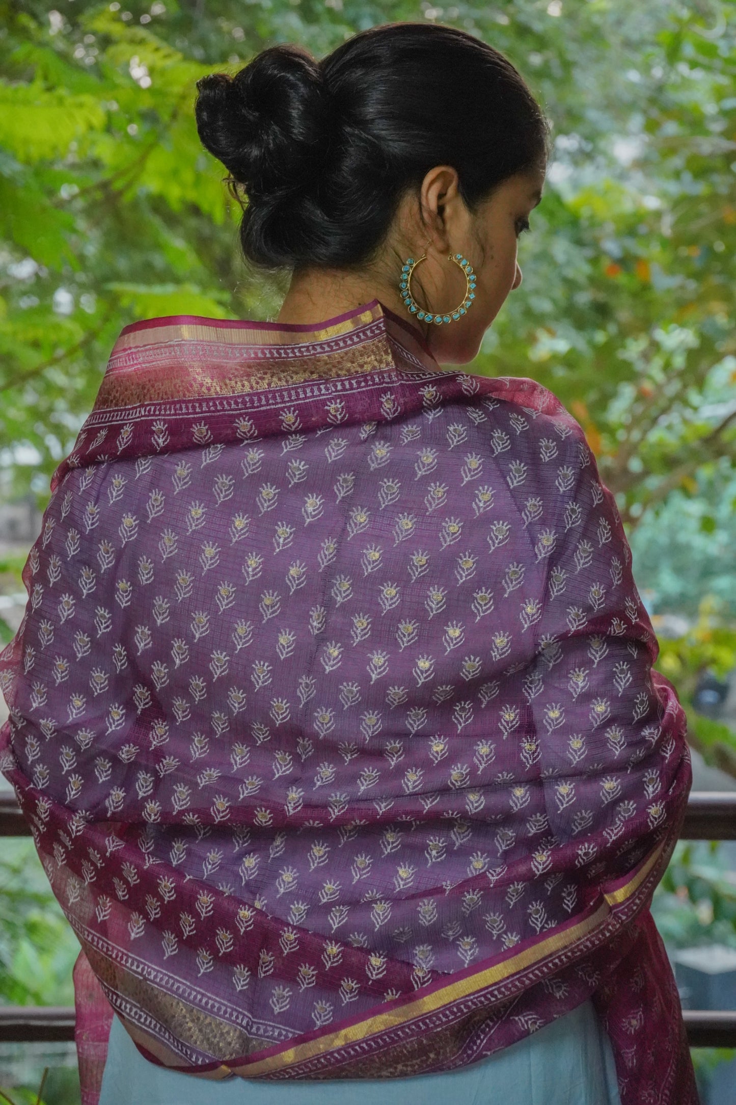 Hand Block Printed Kota Silk Dupatta