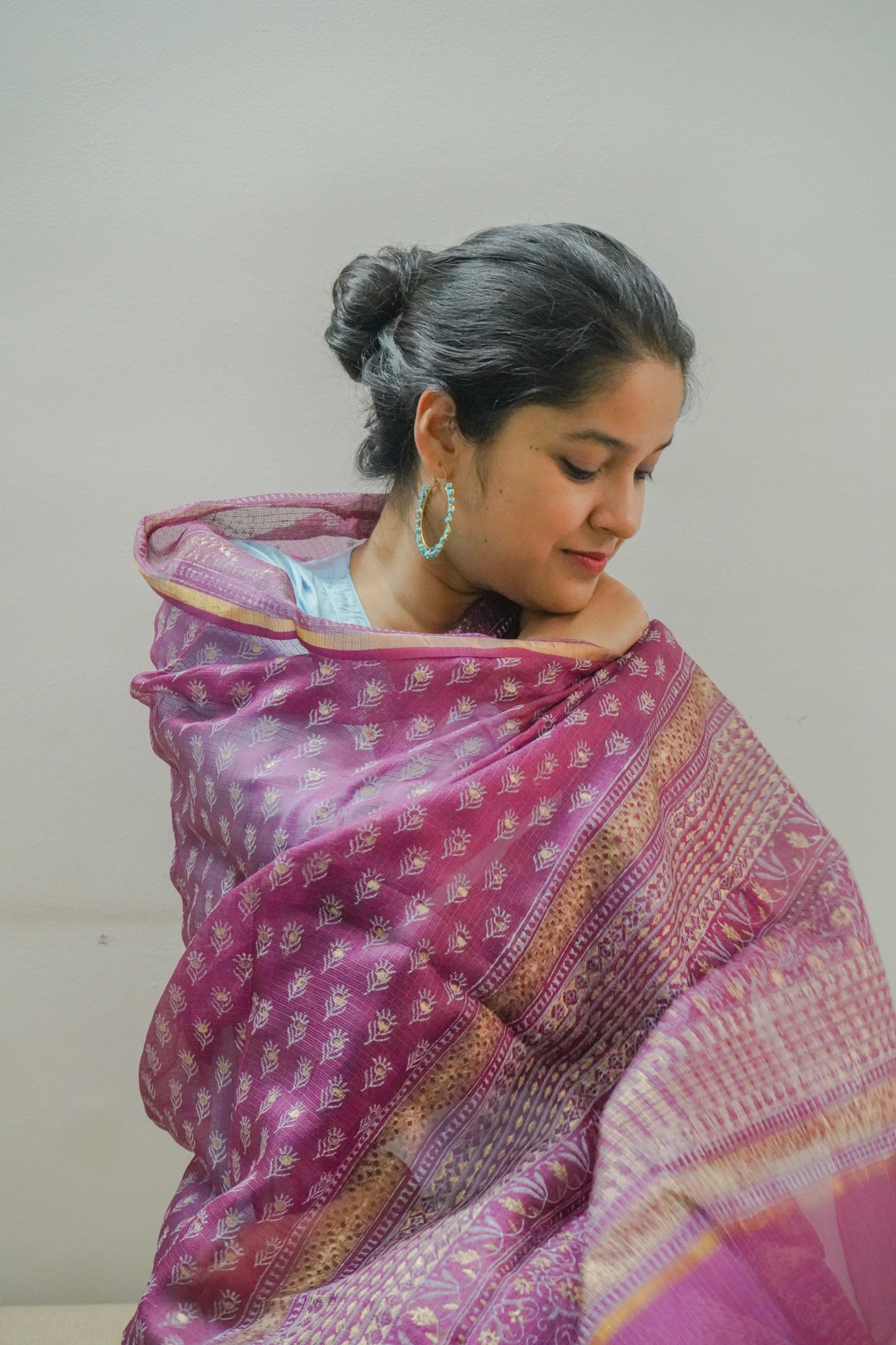 Hand Block Printed Kota Silk Dupatta