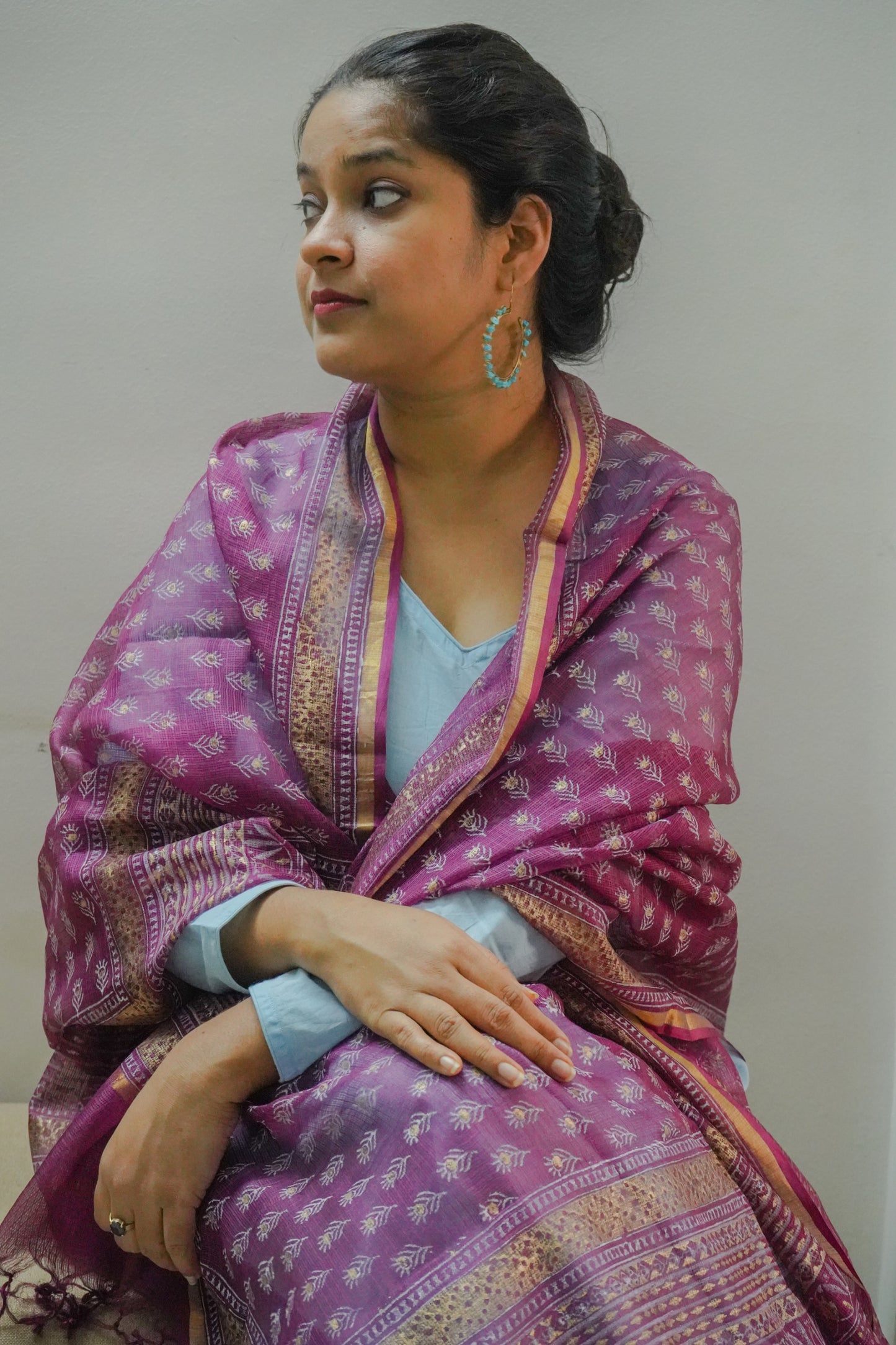 Hand Block Printed Kota Silk Dupatta