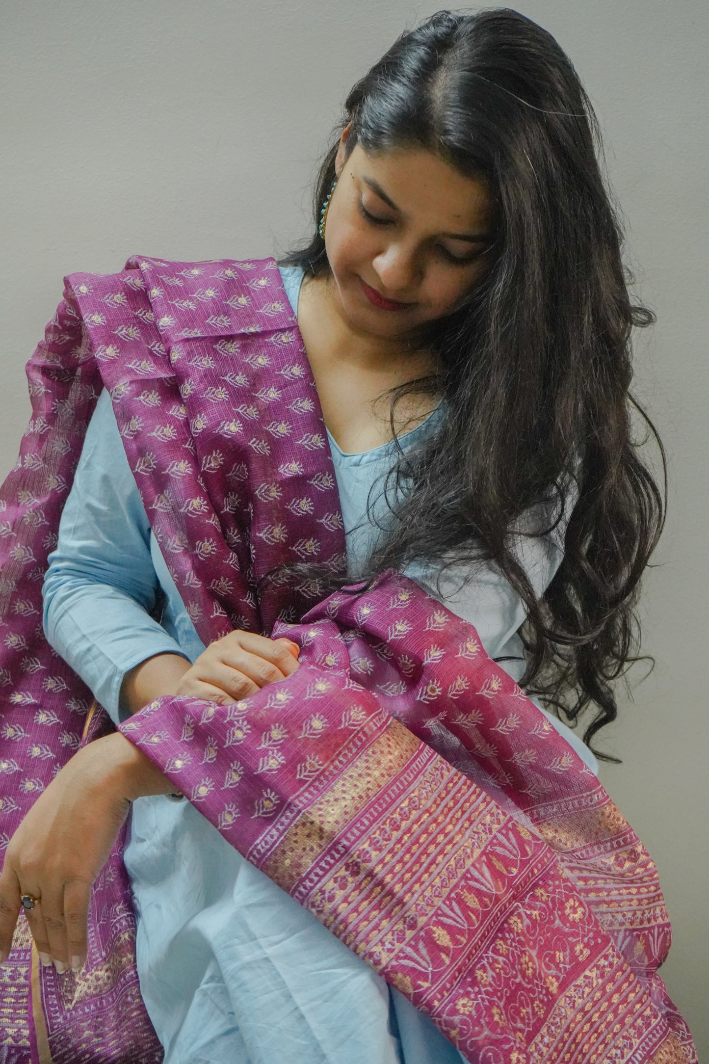 Hand Block Printed Kota Silk Dupatta