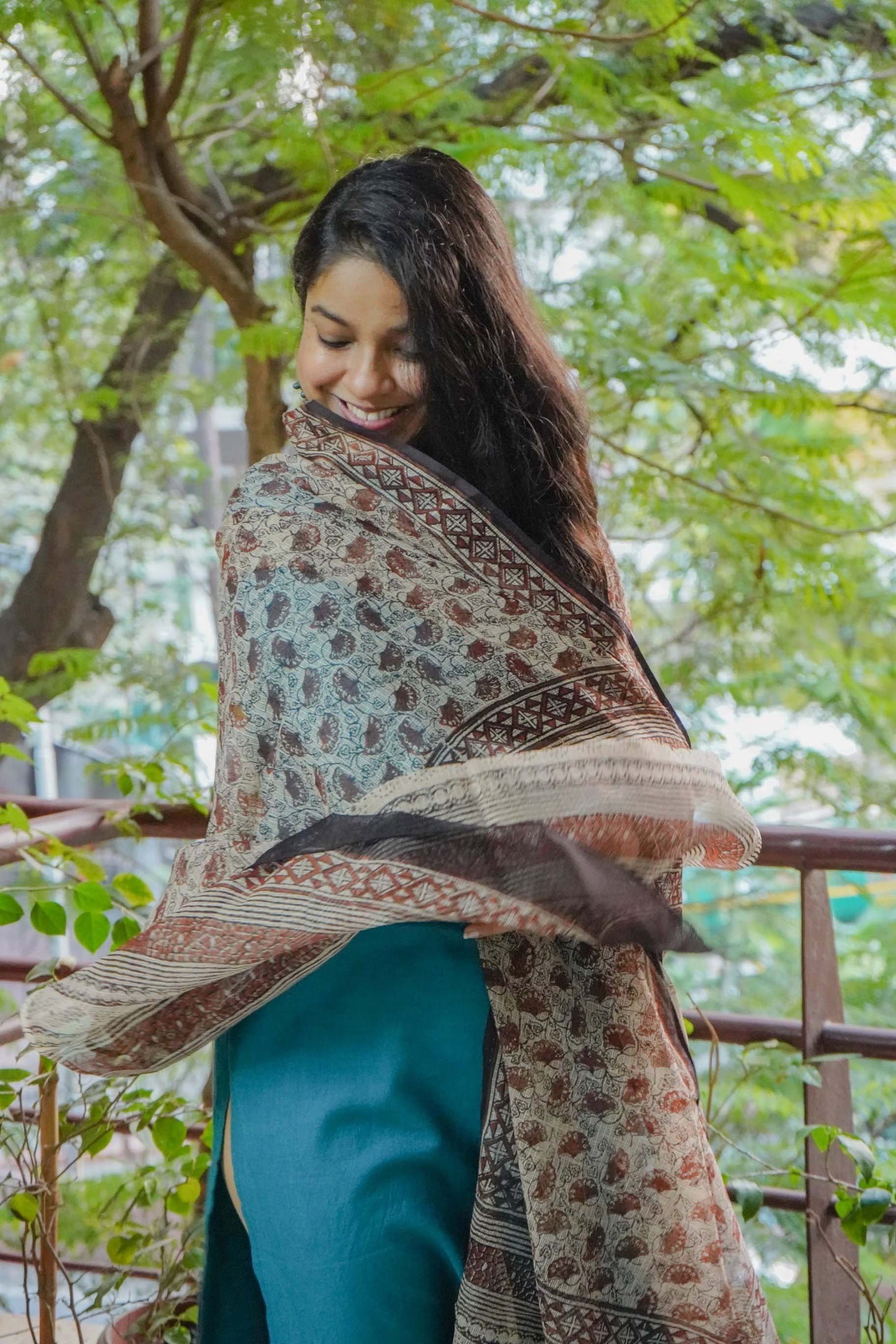 Hand Block Printed Kota Cotton Dupatta