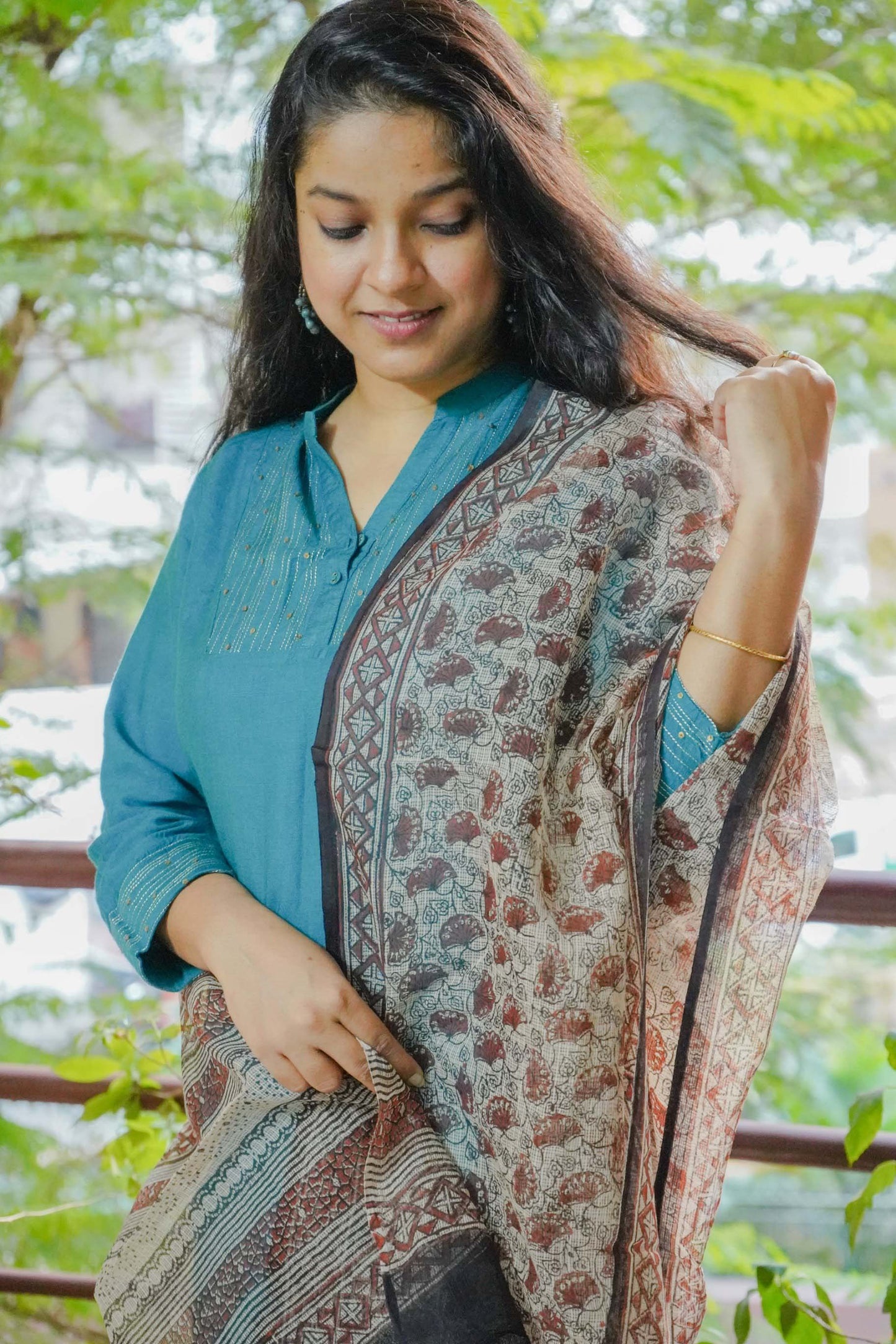 Hand Block Printed Kota Cotton Dupatta