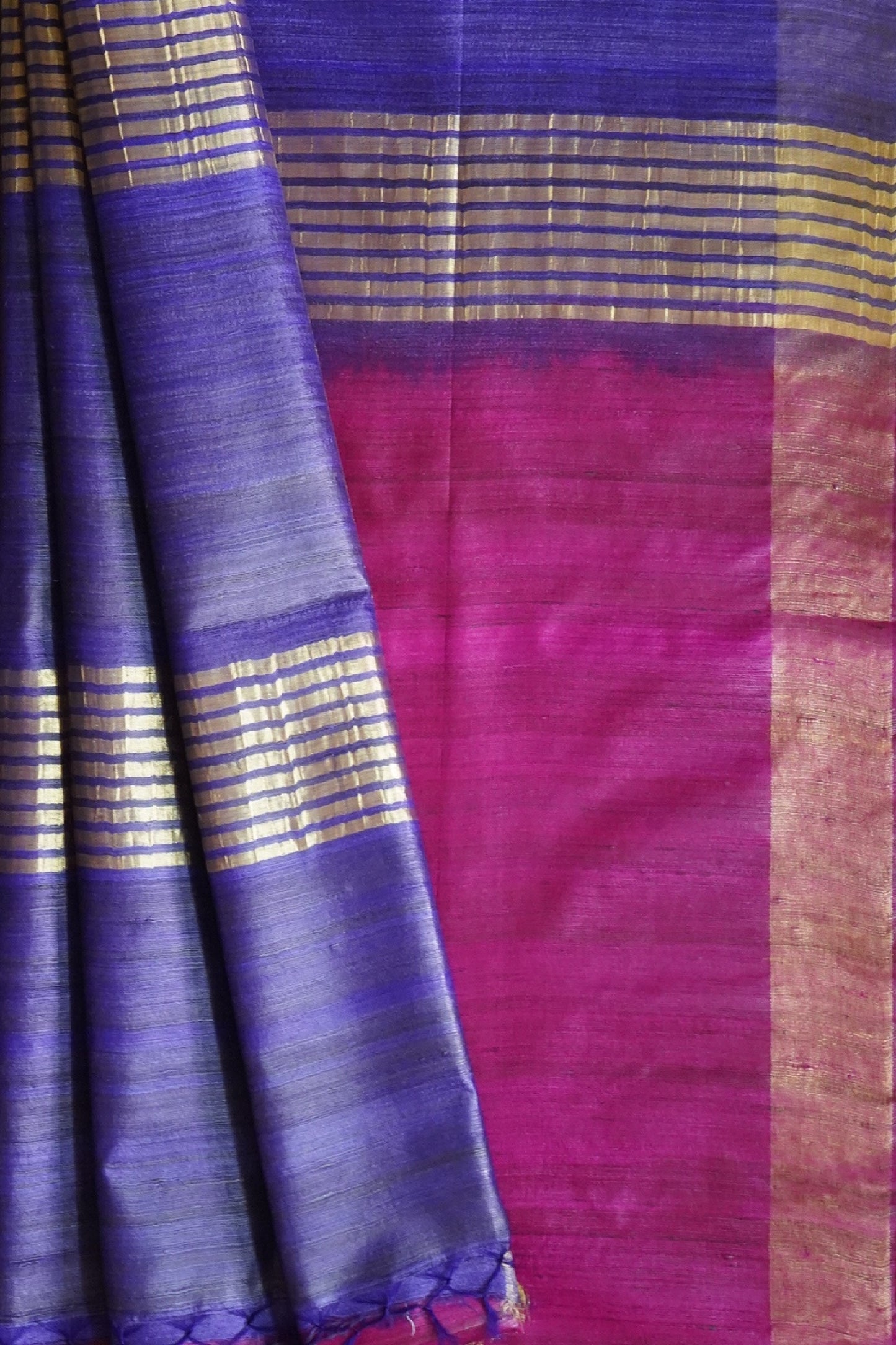 Dual Shaded Zari Border Tussar Silk Saree