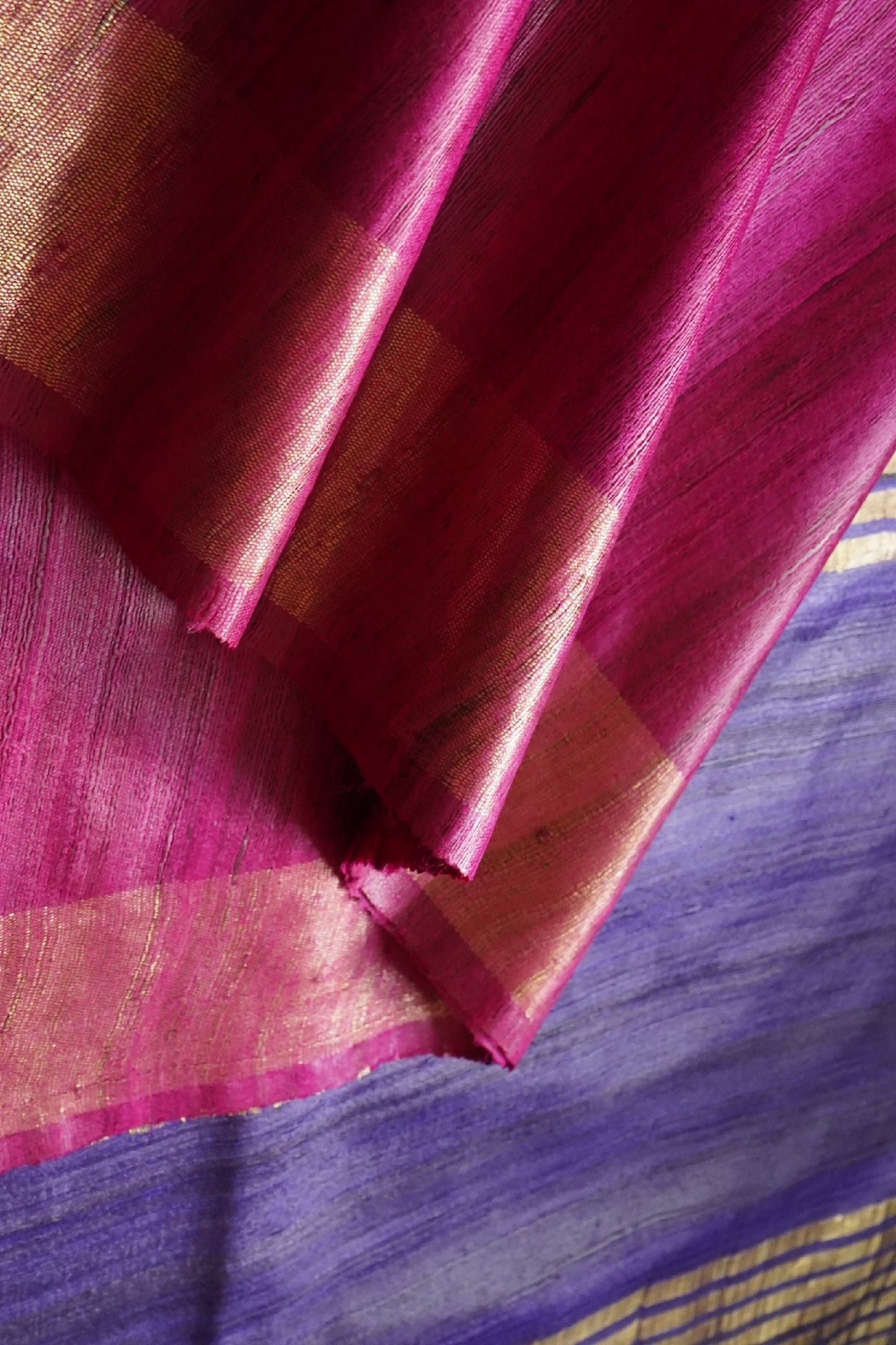 Dual Shaded Zari Border Tussar Silk Saree