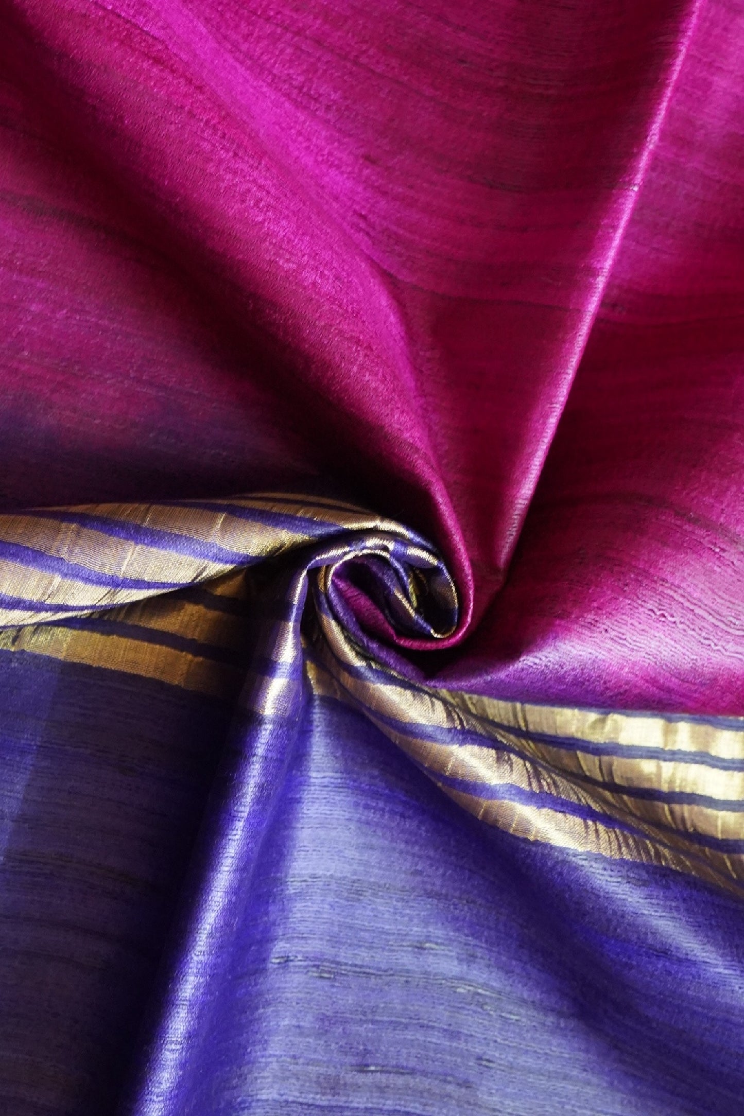 Dual Shaded Zari Border Tussar Silk Saree