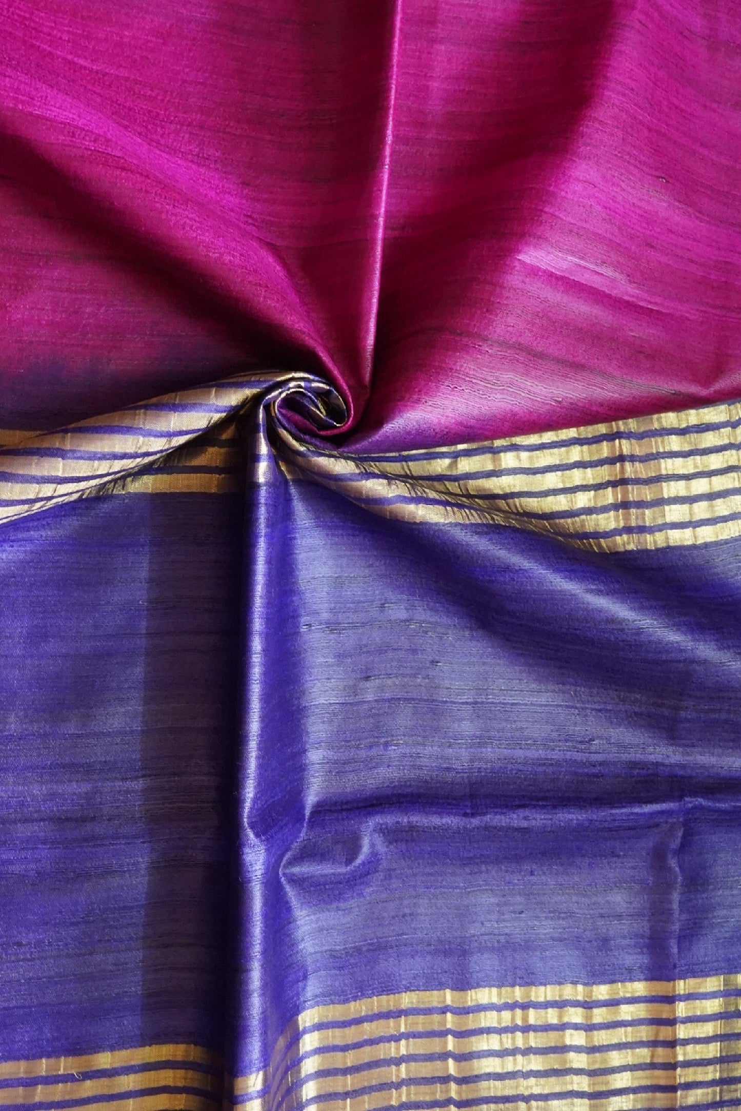 Dual Shaded Zari Border Tussar Silk Saree