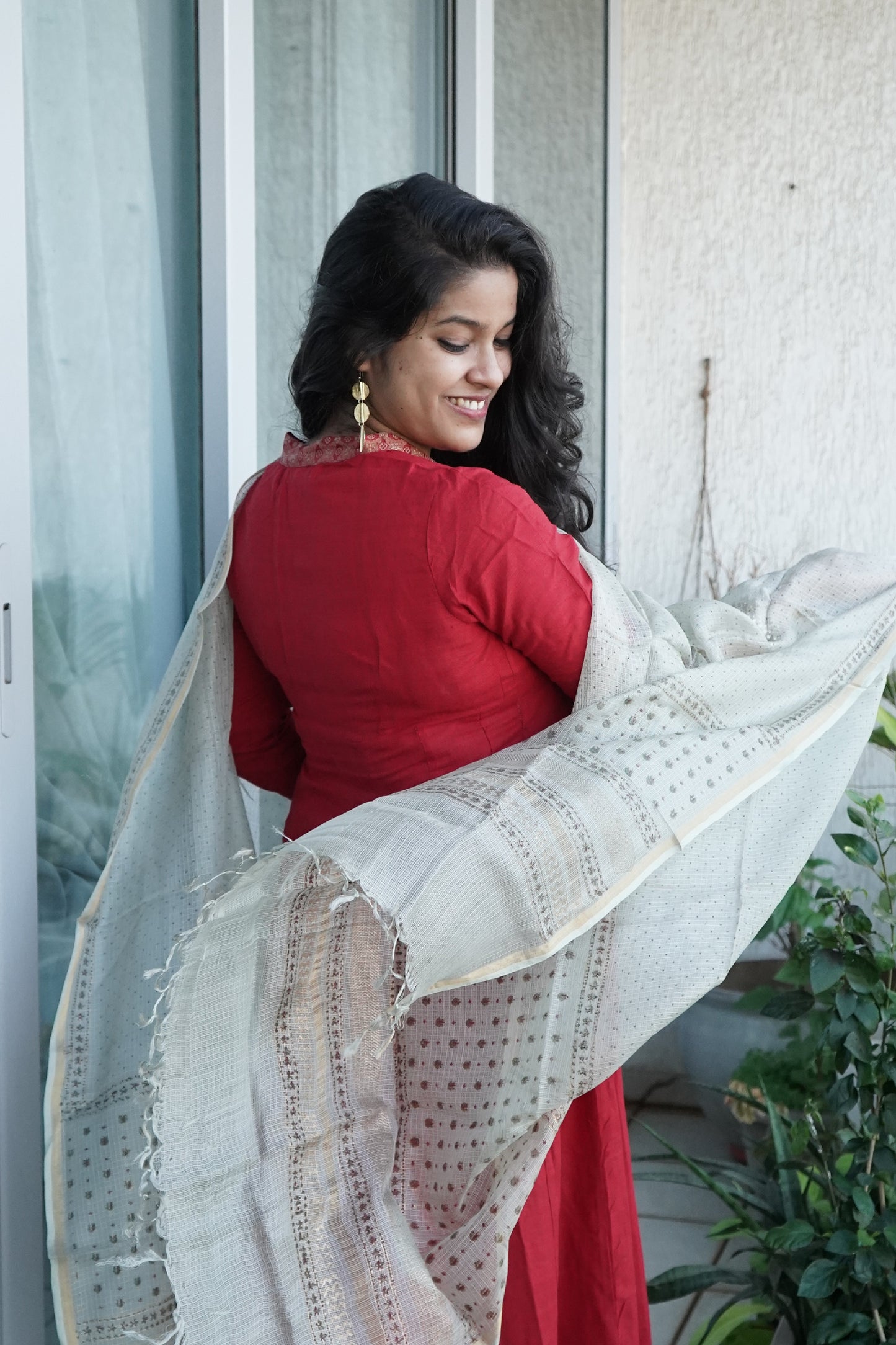 Hand Block Printed Kota Silk Dupatta