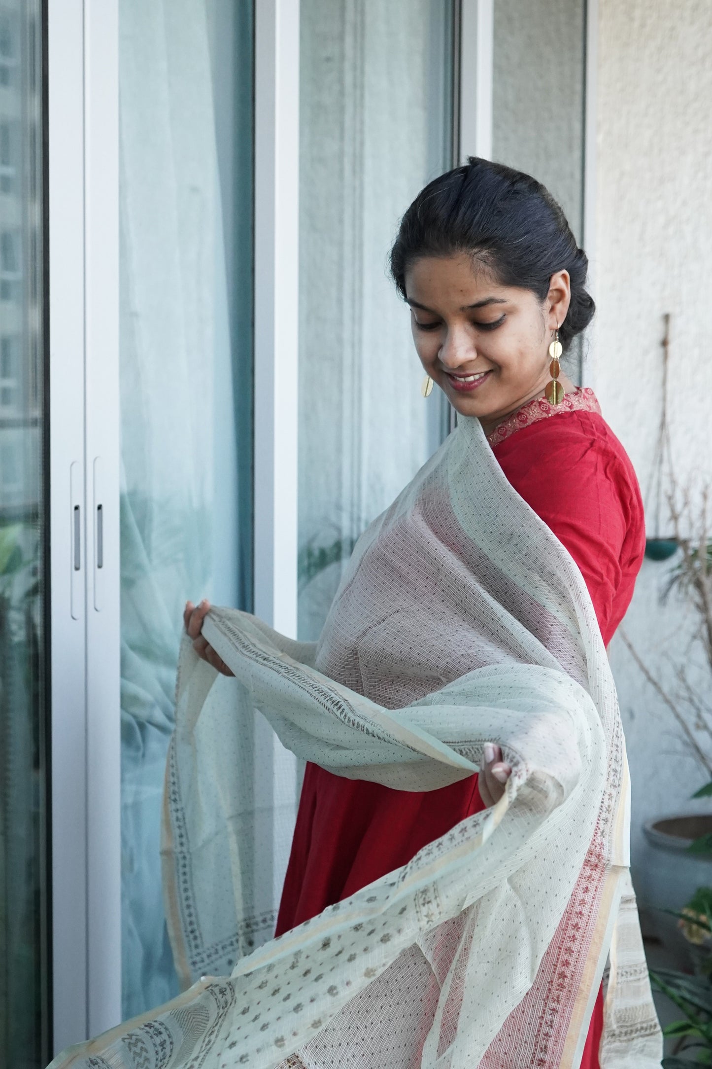 Hand Block Printed Kota Silk Dupatta