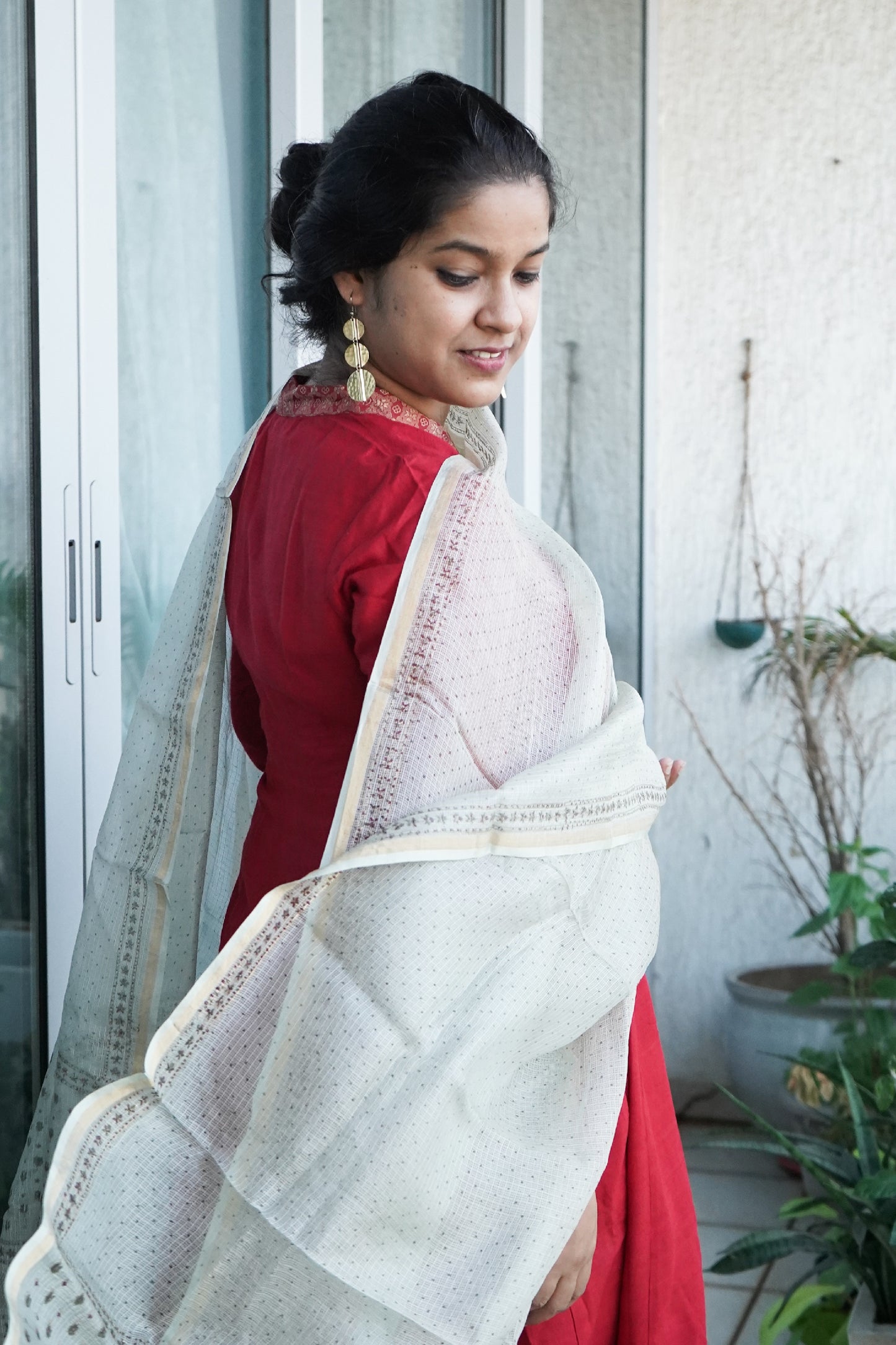 Hand Block Printed Kota Silk Dupatta