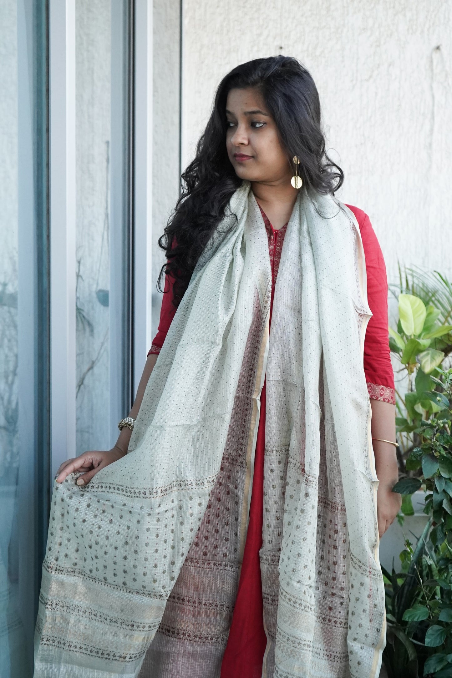 Hand Block Printed Kota Silk Dupatta