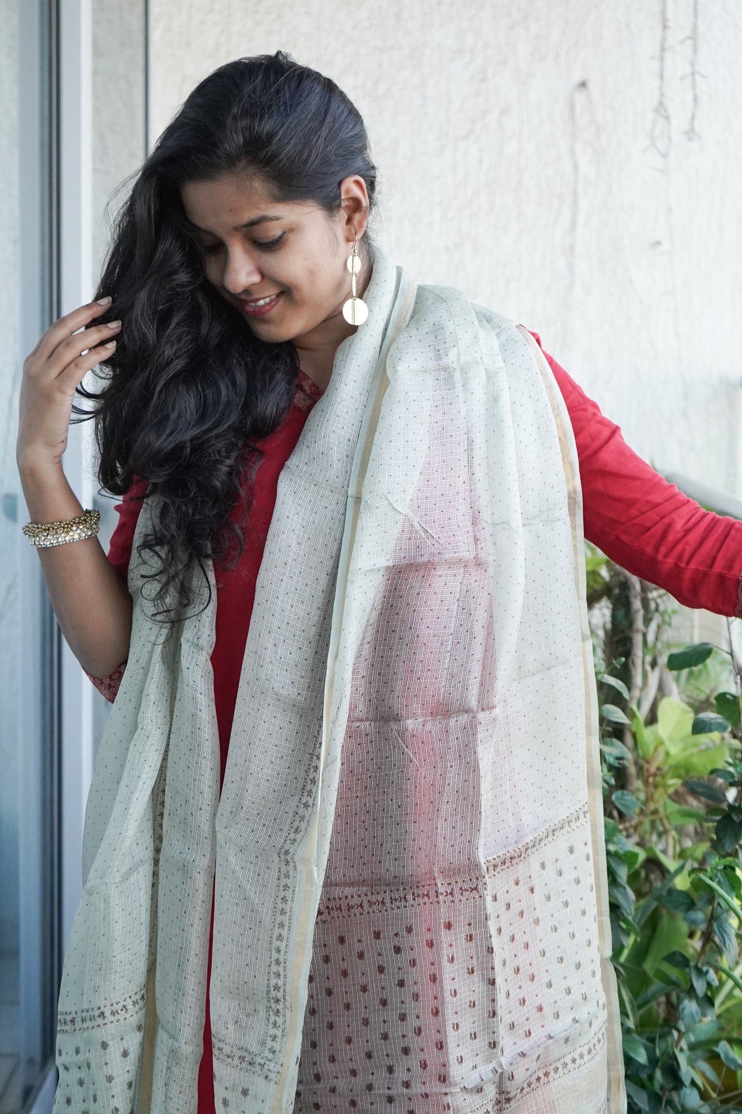 Hand Block Printed Kota Silk Dupatta