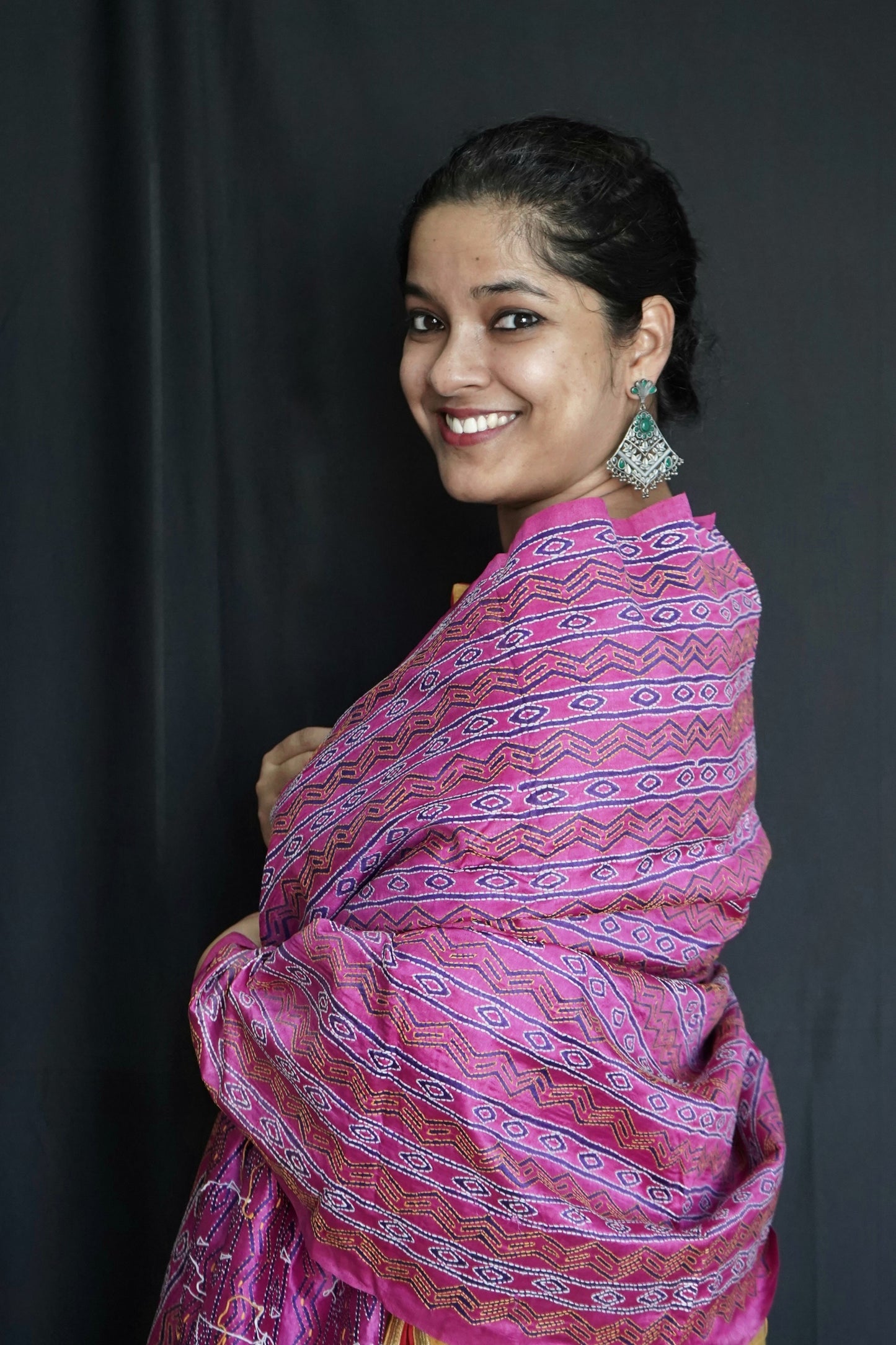Hand Embroidered Kantha Silk Dupatta