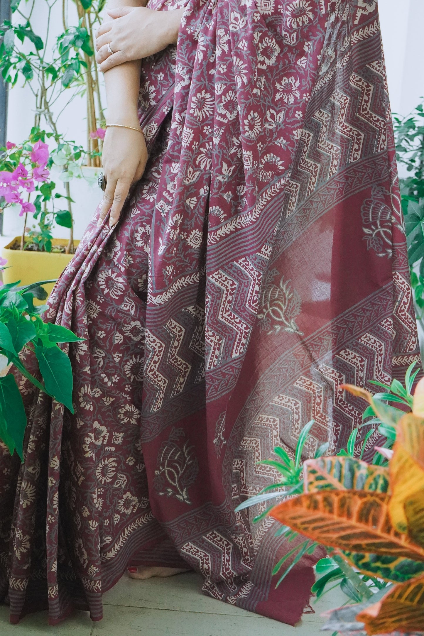 Hand Block Printed Mul Cotton Saree