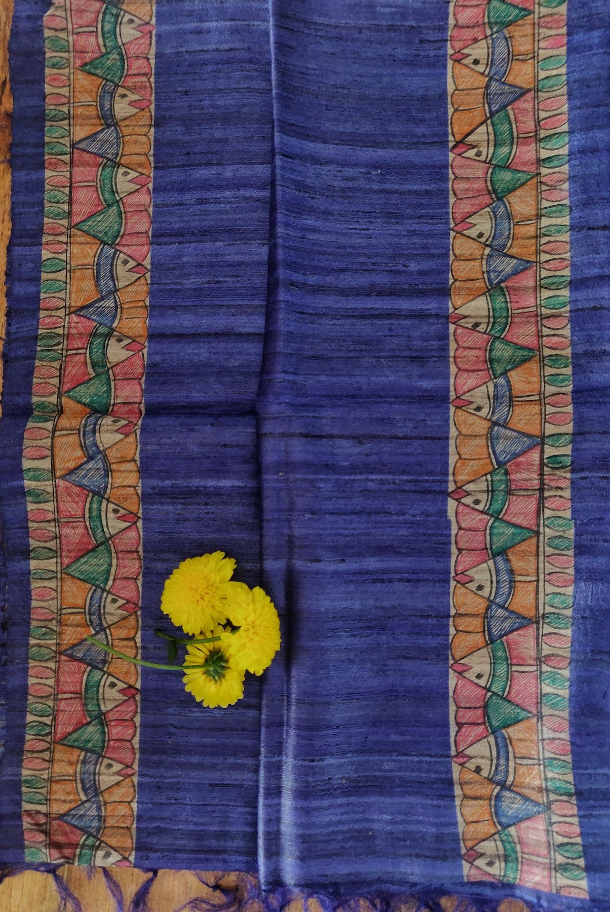 Hand Painted Madhubani Tussar Silk Dupatta